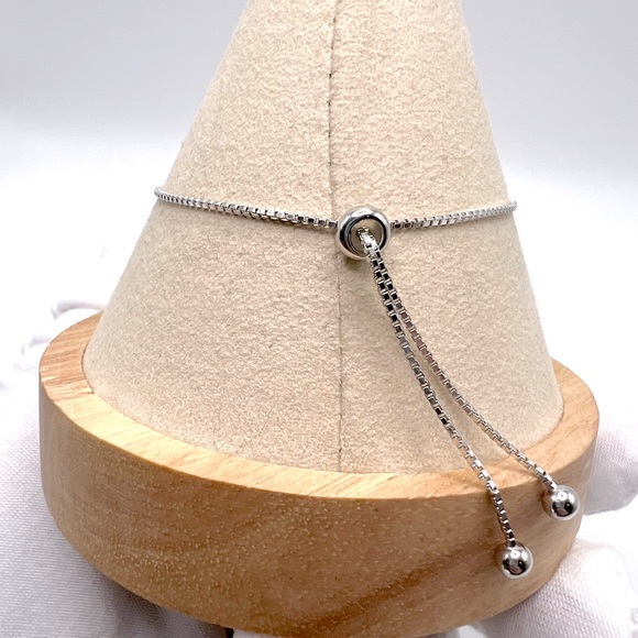 .925 Sterling Silver Pear Shaped Red Cz & Clear Cz Bolo Adjustable Bracelet - Picture 7 of 13